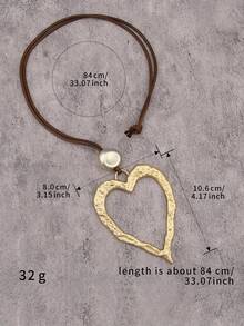 1pc Minimalist Heart Shaped Alloy Pendant Necklace, Fashion Daily Necklace With Wax Cord, Suitable For Girls, Women, Girlfriend, Christmas, Valentine's Day Gift - Love - View 4