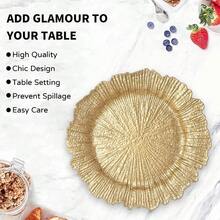 Gold Charger Plates Set Of 12 Reef Plate Chargers For Dinner Plate Round Plastic Table Chargers For Thanksgiving Christmas - Vàng - Xem 6
