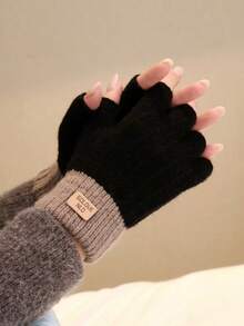 1 Pair Fashion Autumn/Winter Thickened Flip-Top Half Finger Gloves, Knitted Knitted Half Palm Fingerless Touchscreen Gloves For Men And Women, Suitable For Daily, Outdoor, Cycling, Students, Writing, Home Office, Typing, Keeping Warm, Can Be Given As Holiday Gifts To Friends And Family