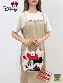 卡通米妮图案按扣臂包，时尚手提购物袋，适合日常搭配、派对、节日、送给女朋友的礼物 - 彩色 - 查看 9