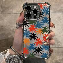 Funda de teléfono de moda con diseño de hoja moderno, compatible con los modelos 17, 17, 16, 15, 14, 13, 12, 11,, Pro,, X, XR, XS y 8 Plus.Cuenta con un tratamiento de superficie electrochapado de alta calidad, protección transparente a prueba de golpes y una apariencia elegante. - Colores mixtos - Ver 1