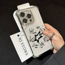 Phone Case: Fashionable Simple Signature Design E-ENHYPENS Phone Case Suitable For  17 16e 16 15 14 13 12 11 Mini Pro Max Air X XR XSMAX 8 7 Plus Shockproof Transparent Soft Back Case Funda Para  17 Pro Forros Para  Cheap  17 Case - 混合顏色 - 查看 7