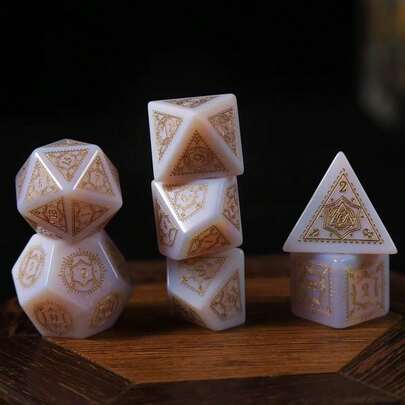 7pcs/Set Vintage Hollow Numeric Dice Set, DIY Oiling Multi-Faceted Game Dice, A Multi-Player Interactive Travel Board Game Suitable For Family Entertainment And Gatherings, Also An Excellent Holiday Gift