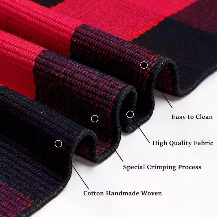 IOHOUZE Christmas Buffalo Plaid Rug 2x3 Ft Outdoor Indoor Doormat Red Black Checker Washable Area Rug Woven Cotton Checkered Front Porch Mat Christmas Decor For Front Door Entryway Home Entrance,One-Size,RedandBlack2x3Rectangular - RedandBlack2x3Rectangular - View 8