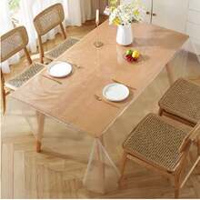 1件高品质透明PVC桌布保护套，适用于餐桌和厨房桌，耐用PVC桌布，桌布保护套，长方形PVC桌布，防水防刮透明桌布 - 無色 - 查看 2