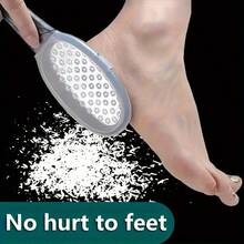 1pc Professional Stainless Steel Foot File, Splash-Proof Design, Ergonomic Handle, Coarse/Fine Grit Callus Remover - Durable Plastic Material, Suitable For Home Spa Pedicure & Manicure - Multicolor - View 2