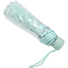 Paraguas Transparente, Paraguas Transparente para Boda, 1 Paraguas de Viaje Compacto Plegable Transparente con Flor de Cerezo Romántica,36986392 - Naranja Quemada - Ver 6