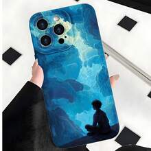 2026 nueva funda de teléfono esmerilada, diseño de silueta de paisaje de cielo nublado para  17 15 Pro Max  17 14 Pro  17 13 Pro  Galaxy S23 S22 S21 protector de teléfono funda de pareja regalo para él y ella regalo de San Valentín cumpleaños - Blanco antiguo - Ver 7