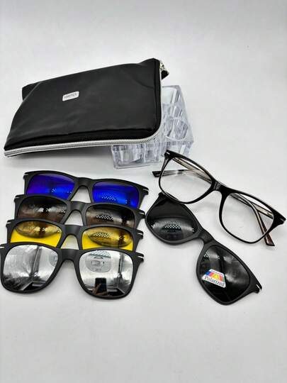 Lentes para Graduación con 5 Clips de Imán  intercambiables para unisex codigo -1202 material- TR90 La calidad del producto es muy buena. El material es ligero.  Es adecuado para usar en el trabajo, en fiestas, en casa y para uso prolongado.  La mayoría de las compras pueden traer todas las ópticas para que puedas hacer el grado que desees.  Se puede configurar para miopía y presbicia. El producto se ve bien.  Todas las lentes para anteojos en mi tienda son a prueba de radiación y las lentes para el sol pueden proteger contra los rayos ultravioleta. tamano -52/18/140 altura de lente -45 longitud total-145 ..................... ..........................checale sin compromiso   muchas gracias  Imán