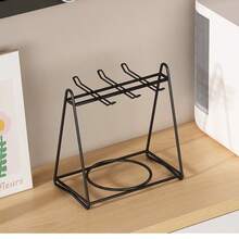 1pc Black Metal Coffee/Tea Cup Holder With Saucer, Coffee Cup Spoon And Tea Tray Storage Box - Multicolor - View 7