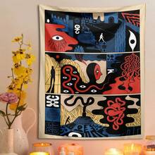 1pc Cosmic Vision Printed Tapestry, Polyester Tapestry, Wall Decor For Living Room, Bedroom, Office, Home Decor, Party Decor, Rectangular Printed Kitchen Wall Hanging Cloth With Drape, Comes With 3 Wall Nails And 2 Clips - Multicolor - View 8