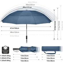 Paraguas de golf  de 42/46/54/62 pulgadas, compacto, reversible, de viaje, con 10 varillas, resistente al viento y a la lluvia, doble capa, apertura y cierre automáticos,36986861 - Gris Oscuro - Ver 2