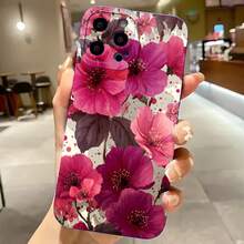 2026 nueva funda de teléfono esmerilada, funda de teléfono con patrón de flores rosadas para iPhone 17 14 Pro Max 13 12 11 Xs Xr  Galaxy S23 S22 S21 S20 Plus Note 20 10, funda protectora para teléfono, regalo de pareja para novio y novia, regalo de San Valentín o cumpleaños - Negro - Ver 4