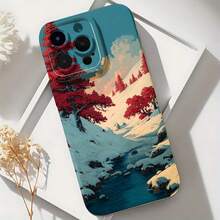 2026 nueva funda de teléfono esmerilada, funda de teléfono con paisaje invernal con impresión de árboles rojos y montañas nevadas para  17 14 Pro Max  17 13  17 12  Galaxy S23 S22 S21 funda protectora para teléfono regalo de pareja para novio novia regalo de vacaciones - Blanco antiguo - Ver 6