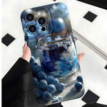 2026 nueva funda de teléfono esmerilada, diseño de uva azul y bebida de vidrio para  17 14 Pro Max  17 13 Pro  17 12  Galaxy S23 S22 S21 funda de protección para teléfono, funda de pareja, regalo para novio y novia, regalo de vacaciones - Blanco antiguo - Ver 2