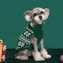 Maple Leaf & Snowflake Holiday Pet Sweater, High Collar Knitted Pullover For Dogs & Cats, Winter Jacket, Stylish Pet Coat, Be A Cute Puppy - Multicolor - View 7