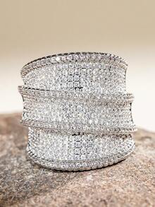 1 Pc Pretty Cubic Zirconia Ring For Women For Wedding Engagement Anniversary Party Jewelry Valentine's Day Gift