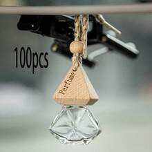 10pcs Customized Text Rectangular Glass Perfume Bottles, Square Shaped Car Fragrance Bottle Empty, Car Accessories