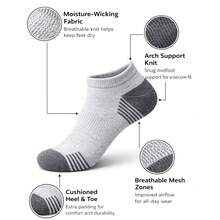 12 Pairs No Show Socks Mens Low Cut Athletic Running Casual Liner Socks. - 灰色 - 查看 5