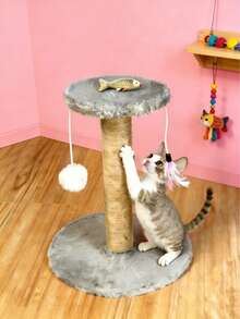 这款垂直猫抓柱采用耐用的剑麻绳制成，不易沾染碎屑，让猫咪可以尽情玩耍消磨时间。小型猫树适合公寓饲养，配有绒球和羽毛玩具，是送给小猫的绝佳礼物。