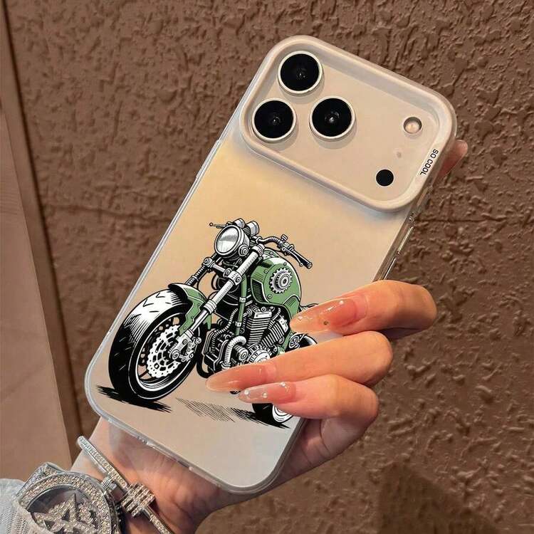 Funda de Teléfono con Diseño de Motocicleta Verde Intenso?¿Compatible con fundas de teléfonos ?Se adapta a 17, 16 Pro Max, 15 Pro Max, 13 y 12.Hecho de material TPU, proporciona protección contra golpes y caídas.Es un gran regalo para familiares, amigos, entusiastas de las motocicletas y ocasiones especiales. - Negro - Añade 5