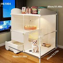 Indoor Cat Cage With Litter Box, 1 Room 1 Bathroom, Suitable For Kittens And Small Cats, Space-Saving Cat Villa - Multicolor - View 4