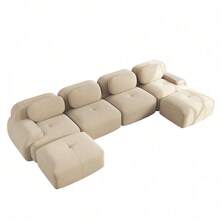 Sofas & Couches - Beige + Corduroy + 4 Seat - View 6