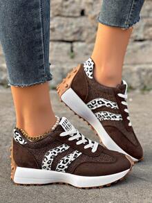 Retro Thick Sole Sneakers, Thickened Upper, Suitable For Running, Women - Rust Brown - View 2