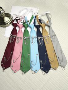 1pc Women's Tassel Chain Tie-Free Collar, Suitable For Casual, School, Street, And Daily Wear