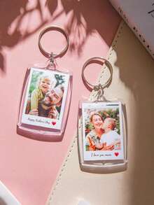 Customized Photo Keychain, Personalized Acrylic Keychain, Customized Couples Keychain, Custom Photo, Valentine's Day Gift, Wedding Souvenir, Couples Gift, New Year Gift, Anniversary Gift, Mother's Day Gift, Birthday Gift, Suitable For Valentine's Day, Wedding, New Year, Couples, Family, Friends, Him, Her, Boyfriend, Girlfriend, Back To School - Multicolor - View 4