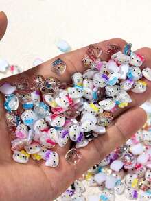 100个/包 什锦卡通美甲装饰品，DIY美甲水钻配件，可爱3D动物树脂吊坠，DIY美甲及收纳盒装饰