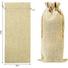 10 Pcs Bolsas para Regalos de arpillera,15x35cm,Bolsas de Regalo de Vino,Bolsa de almacenamiento,bolsas de regalo para manualidades de compras de comestibles,Bolsas de Regalo para Cumpleaños,bolsas de arpillera con cordón,36979023 - Champán - Ver 2