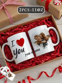 2个定制照片马克杯 - 可定制1-5张照片 - 情侣、家人和朋友礼物，双面印刷，个性化先生和太太咖啡杯，适合情人节、个性化礼物、夫妻马克杯、情人节、家庭礼物 - 馬克杯 - 查看 15