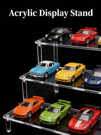 1. Estante de exhibición de escritorio de acrílico transparente para modelo de coche, estante de almacenamiento y organización de muñecas de acrílico para escritorio, estante de exhibición de juguetes en niveles, estante de almacenamiento y exhibición de pequeños adornos. Escenarios de exhibición versátiles, fácil instalación.