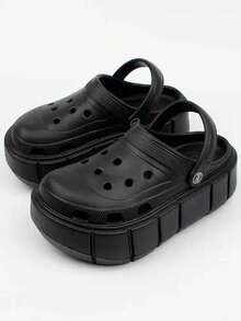 女士厚底黑色EVA透气凉鞋，设计简洁，两穿两用，防滑耐穿，推荐春夏穿着。 - 黑色 - 查看 2