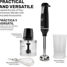 Batidora de Inmersión y de mano , potencia de  750 W | Acero Inoxidable | Caña Desmontable | Turbo Rotation System | Control Pulso | Diseño Ergonómico y Anti Salpicaduras, con accesorios - Tipo de Enchufe A USA (110-127V) - Ver 3