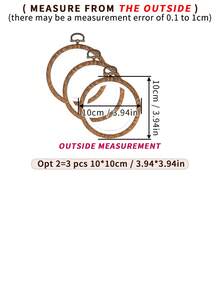 3pcs DIY Handmade Round Brown Vintage Palace Style Faux Wood Grain Cross Stitch Hoops, Embroidery Frames, Tufting Hoops, Dreamcatcher Wind Chime Hanging Rings, 7 Sizes Available, Made Of High-Quality ABS And PVC Materials With Metal Hooks For Hanging, Can Be Used As Phone Charms, Keychains, Bag/Clothing Decorations, Desk/Bedside Ornaments, Car Accessories - Brown - View 12