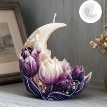 1个情人节浪漫新月花卉艺术硅胶蜡烛模具 - 耐热易清洗，树脂/蜡/肥皂工艺模具，DIY蜡烛制作模具，家居装饰，婚礼点缀，派对礼品，3D新月造型，精细花卉雕刻，是手工爱好者、艺术装饰爱好者的理想之选，优雅的节日礼物，营造浪漫情侣氛围。 - 白色 - 查看 3