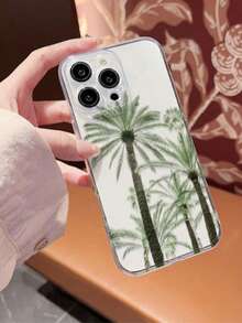1pc Printed Palm Tree Pattern 2D Graphic Chic Natural Style Suitable As Gift For Girlfriend, Sister, Friend, Aunt, Mom, Couples, Yourself, Transparent Soft Case With Full Protection Compatible With Iphone 17/16/15/14/13/12/11/Pro/ProMax/X/XR/XS/XSMAX/7/8/PLUS And Models - Clear - View 2