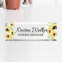1pc Personalized Acrylic Custom Name Plates For Office Desks,Customize Text,20 Styles,Office Nameplate Engraved With Flower Patterns,Custom Desk Name Plate Personalized, Acrylic Name Plate For Desk, Office Desk Decor For Women And Men - Multicolor - View 32