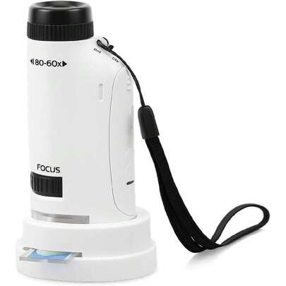 Microscopio de Bolsillo, Pequeño Microscopio de Mano con Redondo 60X a 120X Mini de Bolsillo con Luz LED,36981633