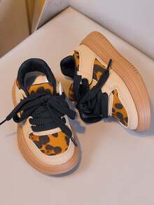 1双男女童/学生鞋，PU皮革防水舒适休闲防滑平底百搭时尚运动鞋，四季皆宜 - 卡其色 - 查看 11