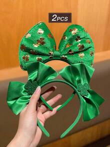 1/2个女士发箍，时尚个性，可爱，圣帕特里克节发饰，绿色三叶草蝴蝶结发箍，适合节日派对和晚宴，女士发饰，女士配饰，送给她的礼物，发带美容家居卧室装饰 - 彩色 - 查看 7
