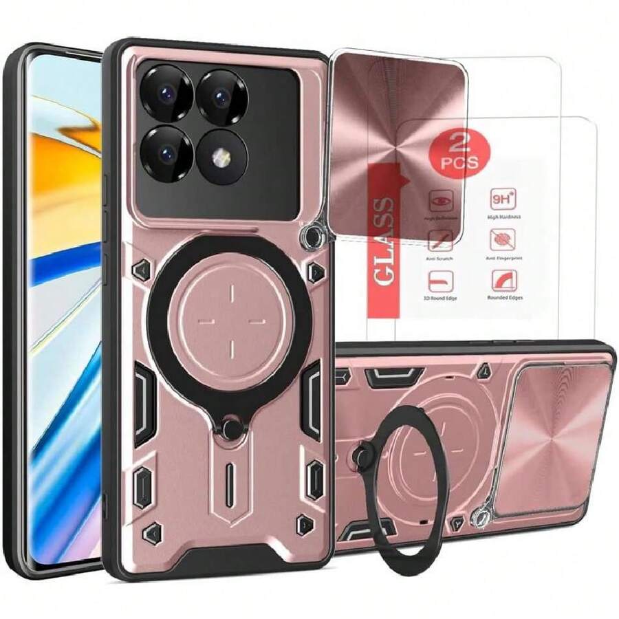 Case For Xiaomi Poco F6 Pro - With Screen Protector And Built-In Phone Stand - Black, 37008871 - 淺灰紫 - 查看 1