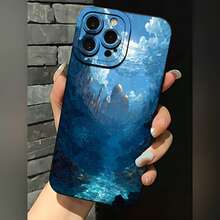 2026 nueva funda de teléfono esmerilada, funda de teléfono con impresión de paisaje de castillo submarino para  17 15 Pro Max  17 14 Pro  17 13  Galaxy S23 S22 S21, carcasa de protección para teléfono, funda de pareja, regalo para novio o novia, presente de vacaciones - Blanco antiguo - Ver 3
