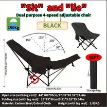 3-Position Adjustable Outdoor Folding Chair - Portable Camping & Beach Lounge Chair With 3-Level Reclining Positions, Lightweight Foldable Design, Ergonomic Armrests & Leg Rests For Backyard, Picnic, Travel - Beige/Green/Black, Lounge Chair Outdoor - 黑色 - 查看 4