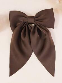 1pc Brown Bow Hair Clip, Suitable For Girls' Daily Use - Brown - View 1