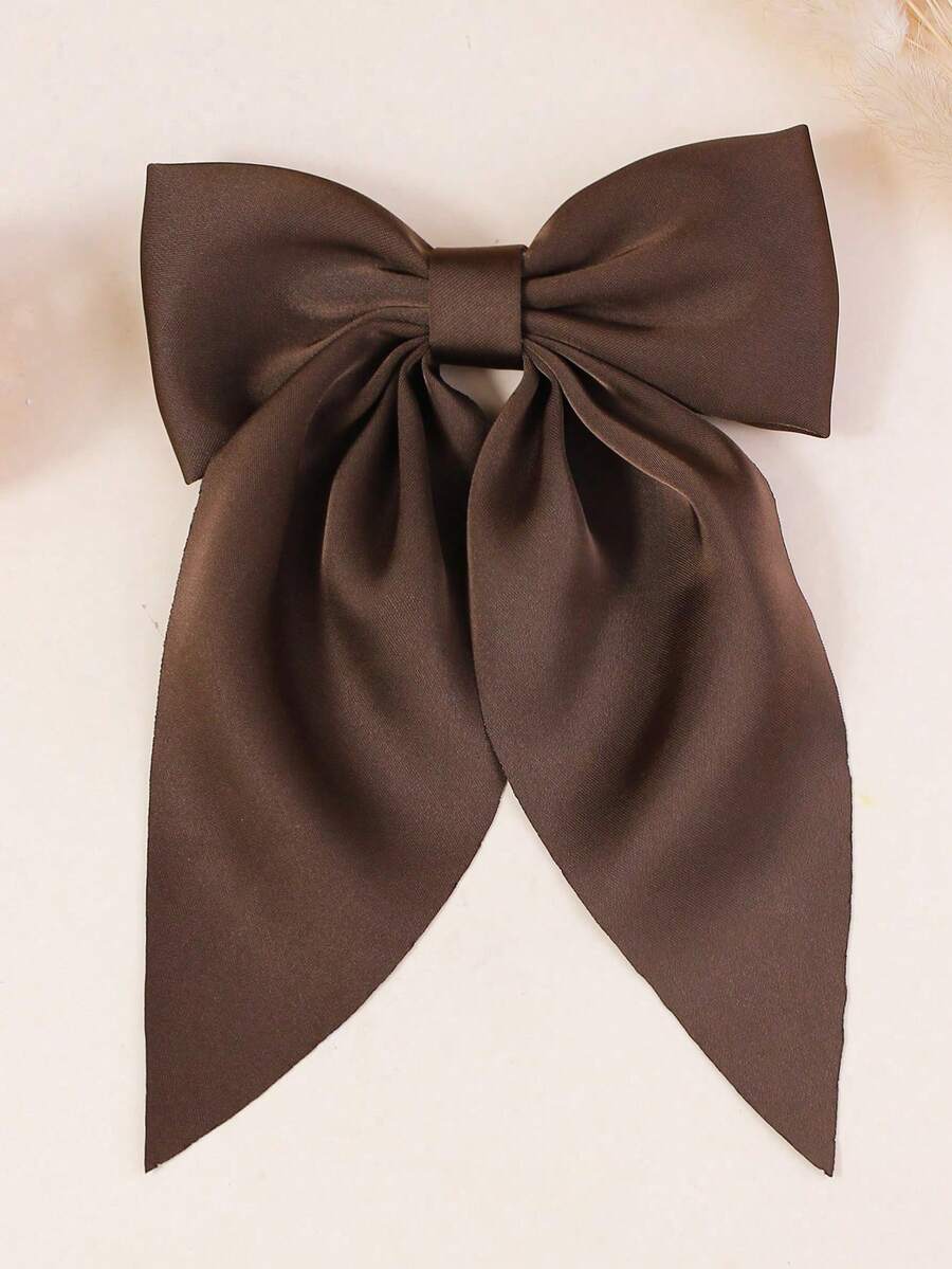 1pc Brown Bow Hair Clip, Suitable For Girls' Daily Use - Brown - View 1