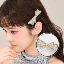 ヘアクリップ バレッタ クリスタル ヘアピン 髪飾り ヘアアクセサリー 可愛い おしゃれ 上品 プレゼント パーティー 披露宴 母の日 入学式 卒業祝い - ホワイト - チェックする 2