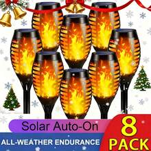 8pcs Outdoor Warm Light Solar Torch Light, Waterproof Solar Light, LED Flashlight For Outdoor Decoration, Suitable For Outdoor Garden And Courtyard Decoration, IP44 Waterproof Courtyard Lighting - Orange - View 4